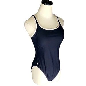 Ralph Lauren Sport Logo One Piece Swim Modest Flattering Vacation Spring Sz 12